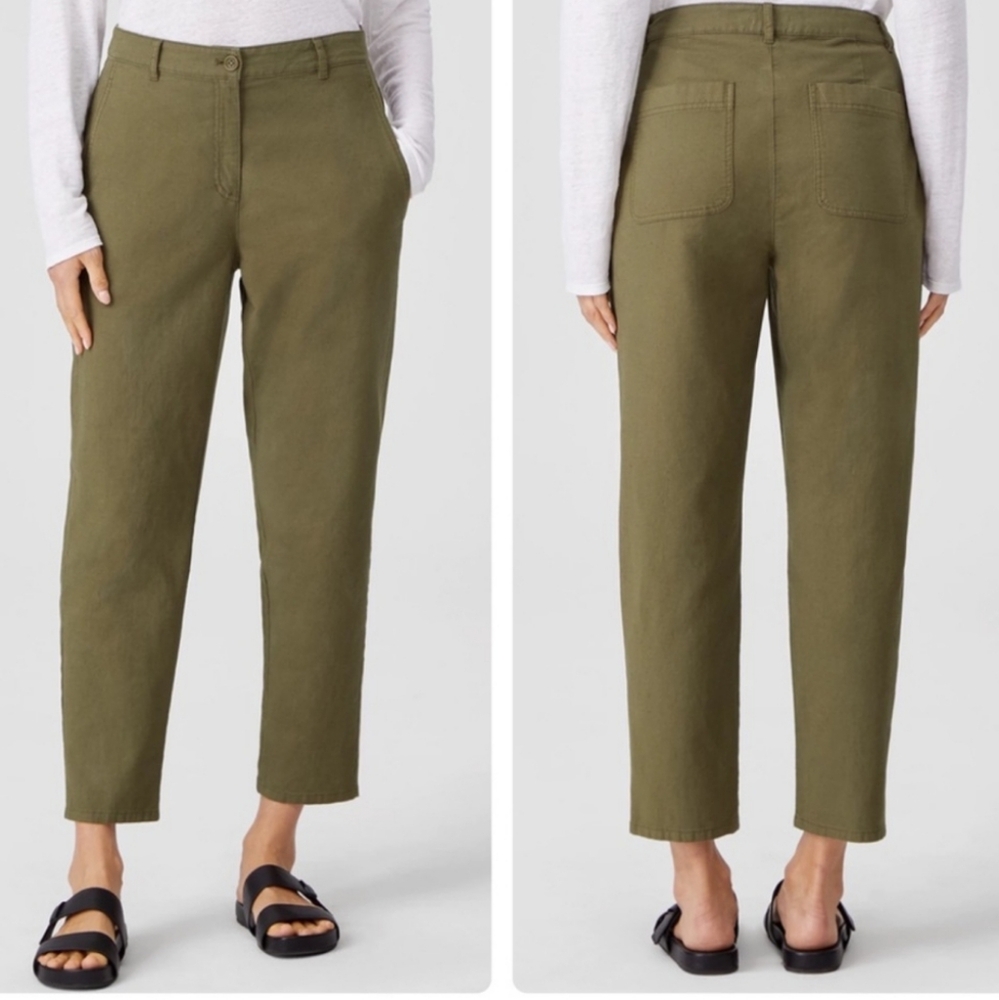 EILEEN FISHER Hemp & Organic Cotton Olive Green Ankle Pant NWT Plus Size 16